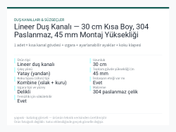 Lineer Duş Kanalı — 30 cm Kısa Boy, 304 Paslanmaz, 45 mm Montaj Yüksekliği