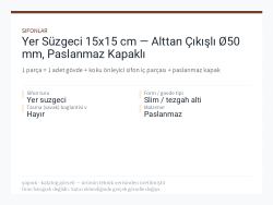 Yer Süzgeci 15x15 cm — Alttan Çıkışlı Ø50 mm, Paslanmaz Kapaklı