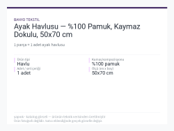 Ayak Havlusu — %100 Pamuk, Kaymaz Dokulu, 50x70 cm