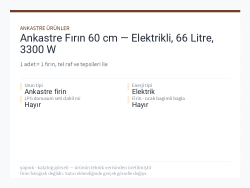 Ankastre Fırın 60 cm — Elektrikli, 66 Litre, 3300 W