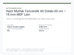 Hazır Mutfak Tencerelik Alt Dolabı 60 cm — 18 mm MDF Lam