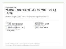 Yapısal Tamir Harcı R3 5-40 mm — 25 kg Torba