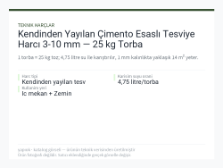 Kendinden Yayılan Çimento Esaslı Tesviye Harcı 3-10 mm — 25 kg Torba