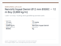 Nervürlü İnşaat Demiri Ø12 mm B500C — 12 m Boy (0,888 kg/m)