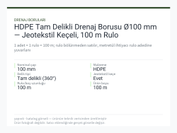 HDPE Tam Delikli Drenaj Borusu Ø100 mm — Jeotekstil Keçeli, 100 m Rulo