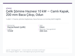 Çelik Şömine Haznesi 10 kW — Camlı Kapak, 200 mm Baca Çıkışı, Odun