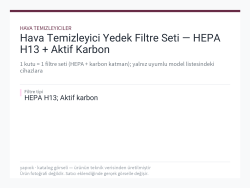 Hava Temizleyici Yedek Filtre Seti — HEPA H13 + Aktif Karbon