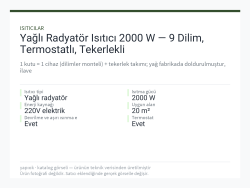 Yağlı Radyatör Isıtıcı 2000 W — 9 Dilim, Termostatlı, Tekerlekli