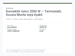 Konvektör Isıtıcı 2000 W — Termostatlı, Duvara Monte veya Ayaklı