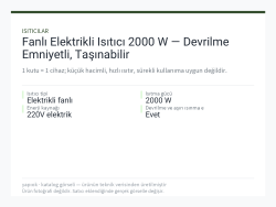 Fanlı Elektrikli Isıtıcı 2000 W — Devrilme Emniyetli, Taşınabilir