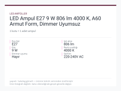 LED Ampul E27 9 W 806 lm 4000 K, A60 Armut Form, Dimmer Uyumsuz