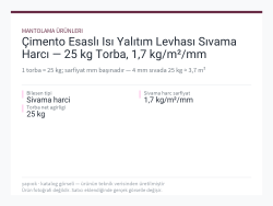 Çimento Esaslı Isı Yalıtım Levhası Sıvama Harcı — 25 kg Torba, 1,7 kg/m²/mm