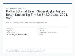 Polikarboksilat Esaslı Süperakışkanlaştırıcı Beton Katkısı Tip F — %0,5–2,0 Dozaj, 200 L Varil