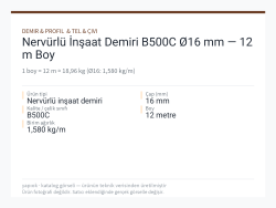 Nervürlü İnşaat Demiri B500C Ø16 mm — 12 m Boy