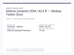Dökme Çimento CEM I 42,5 R — Silobas Teslim (ton)