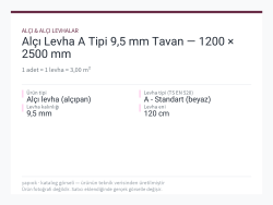 Alçı Levha A Tipi 9,5 mm Tavan — 1200 × 2500 mm