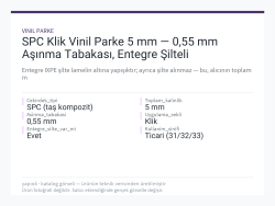 SPC Klik Vinil Parke 5 mm — 0,55 mm Aşınma Tabakası, Entegre Şilteli
