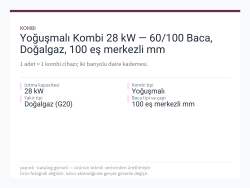 Yoğuşmalı Kombi 28 kW — 60/100 Baca, Doğalgaz, 100 eş merkezli mm