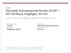 Hermetik Konvansiyonel Kombi 24 kW — 60/100 Baca, Doğalgaz, 60 mm