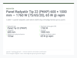 Panel Radyatör Tip 22 (PKKP) 600 × 1000 mm — 1760 W (75/65/20), 65 W @ rejim