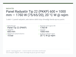Panel Radyatör Tip 22 (PKKP) 600 × 1000 mm — 1760 W (75/65/20), 20 °C W @ rejim
