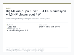 Dış Mekan / Spa Küveti — 4 HP sirkülasyon + 1,5 HP blower adet / W