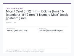 Mıcır / Çakıl 5–12 mm — Dökme (ton), 16 (standart) · 8-12 mm "1 Numara Mıcır" (ocak gösterimi) mm