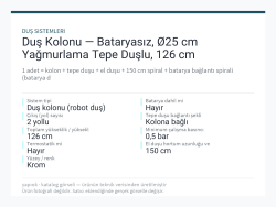 Duş Kolonu — Bataryasız, Ø25 cm Yağmurlama Tepe Duşlu, 126 cm
