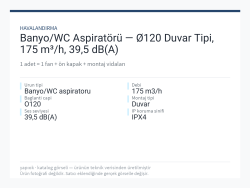 Banyo/WC Aspiratörü — Ø120 Duvar Tipi, 175 m³/h, 39,5 dB(A)
