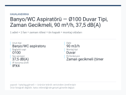 Banyo/WC Aspiratörü — Ø100 Duvar Tipi, Zaman Gecikmeli, 90 m³/h, 37,5 dB(A)