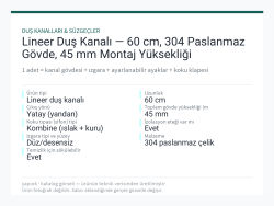 Lineer Duş Kanalı — 60 cm, 304 Paslanmaz Gövde, 45 mm Montaj Yüksekliği