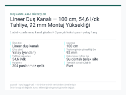 Lineer Duş Kanalı — 100 cm, 54,6 l/dk Tahliye, 92 mm Montaj Yüksekliği
