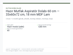 Hazır Mutfak Aspiratör Dolabı 60 cm — 33x60x72 cm, 18 mm MDF Lam