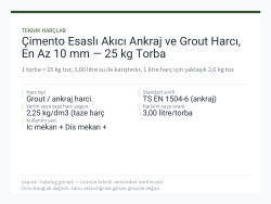 Çimento Esaslı Akıcı Ankraj ve Grout Harcı, En Az 10 mm — 25 kg Torba