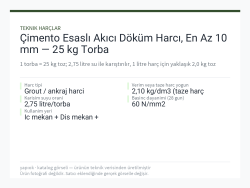 Çimento Esaslı Akıcı Döküm Harcı, En Az 10 mm — 25 kg Torba