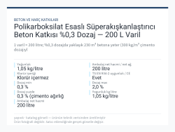 Polikarboksilat Esaslı Süperakışkanlaştırıcı Beton Katkısı %0,3 Dozaj — 200 L Varil