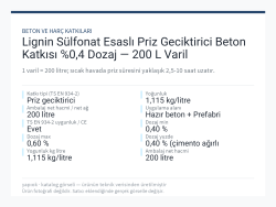 Lignin Sülfonat Esaslı Priz Geciktirici Beton Katkısı %0,4 Dozaj — 200 L Varil