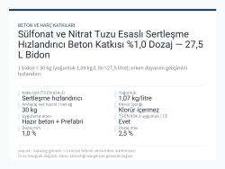 Sülfonat ve Nitrat Tuzu Esaslı Sertleşme Hızlandırıcı Beton Katkısı %1,0 Dozaj — 27,5 L Bidon