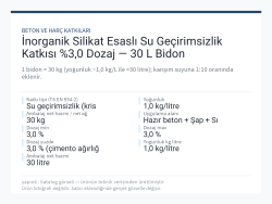 İnorganik Silikat Esaslı Su Geçirimsizlik Katkısı %3,0 Dozaj — 30 L Bidon