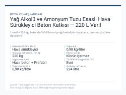 Yağ Alkolü ve Amonyum Tuzu Esaslı Hava Sürükleyici Beton Katkısı — 220 L Varil