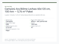 Camyünü Ara Bölme Levhası 60x120 cm, 100 mm — 5,76 m² Paket