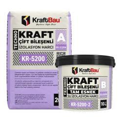 KraftBau Techno Kraft Çift Bileşenli Tam Elastik UV Dayanımlı Su İzolasyon Harcı KR-5200 + KR-5200-2 30 kg Set Beyaz