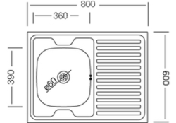 Krom Evye Lay-on 60s 120 Tek Hazneli Damlalıklı Evye 0,50 mm 150 mm Hazne 60x80 cm Saten