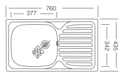 Krom Evye Classic 140 Tek Hazneli Damlalıklı Evye 0,60 mm 165 mm Hazne 43,5x76 cm Saten uygulama örneği