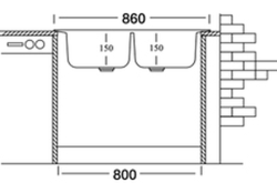 Krom Evye Triton 322 Çift Hazneli Evye 0,60 mm 150 mm Hazne 50x86 cm Linen (keten desenli)