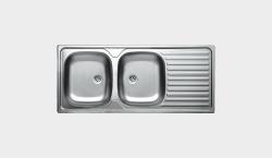 Krom Evye Classic 138 Çift Hazneli Damlalıklı Evye 0,70 mm 165 mm Hazne 50x116 cm Saten