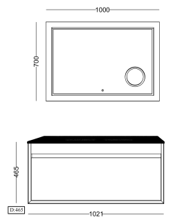 Lineart Keops 1010 Lavabolu Modül + Voyage Büyüteçli Led Ayna Modül 100 cm Koyu Ahşap uygulama örneği