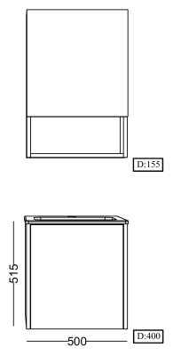 Lineart Nova 500 Kapaklı Lavabo Modül + Ayna Dolap Modül 50 cm Koyu Gri uygulama örneği