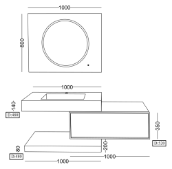 Lineart Form 1000 Ahşap Kaplamalı HPL Lavabo Modül + Bella Led Ayna Modül 100 cm Ceviz Dolap Kahve Oxid Tezgah uygulama örneği