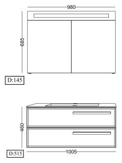 Lineart Polo 1000 Lavabolu Modül + Sharp Lake Led Aydınlatmalı Ayna Dolap Modül 100 cm Beyaz uygulama örneği